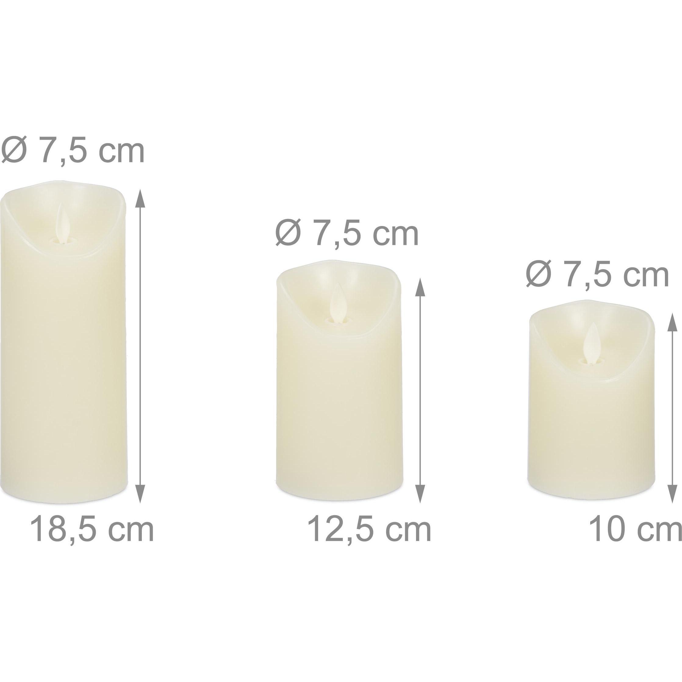 Relaxdays, LED Kerzen, 3x LED-Kerzen (1 x)