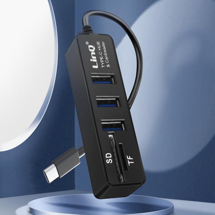 Image du produit LinQ 3 ports USB + lecteur de carte SD/Micro SD (USB-C, 3 Ports)