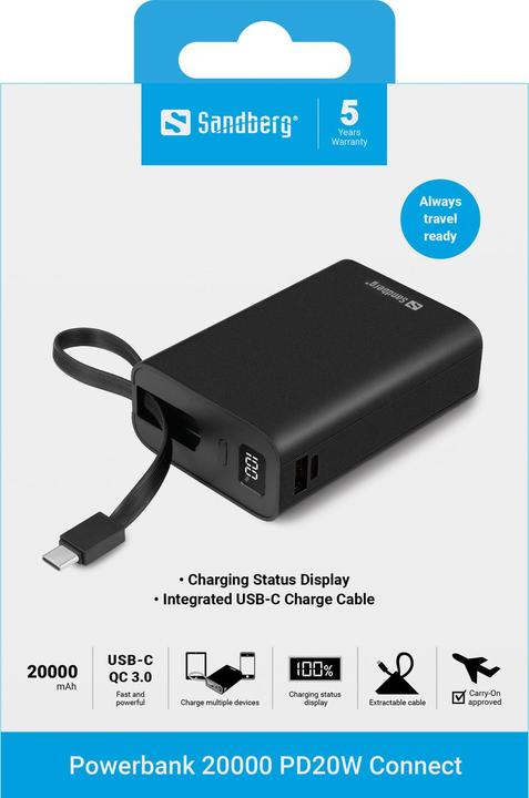 Immagine prodotto Sandberg Connect (20000 mAh, 20 W, 77 Wh)
