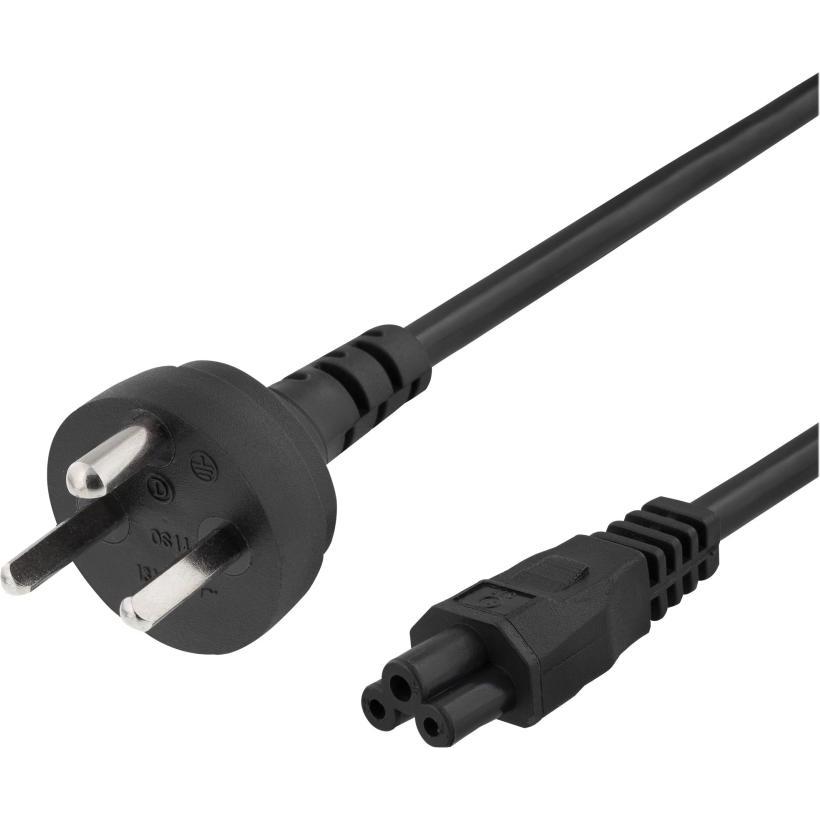 Deltaco Power cable 2m DK 2-5a to IEC C5 2.4A grounded black (2 m), Netzwerkkabel