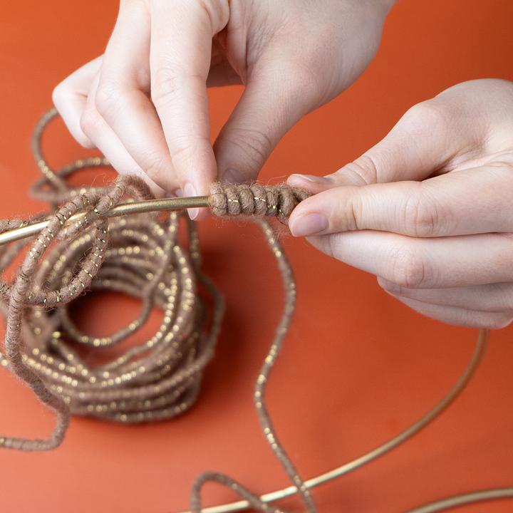 Produktbild Viana Wollkordel Braun Goldfaden mit Draht