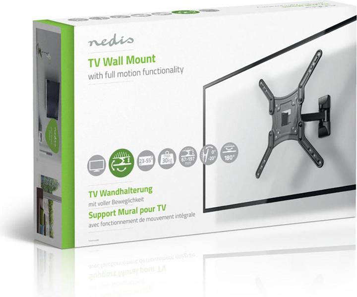 Produktbild Nedis Vollbewegliche-TV-Wandhalterung - 23-55 " - 30 kg - 67 mm - Kippbar - Drehbar - Stahl / Kunsts (Wand, 55", 30 kg)