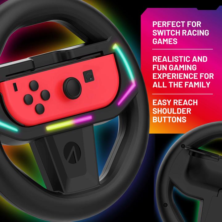 Actual product image Stealth Light-Up Joy-Con Racing Wheel (Switch)