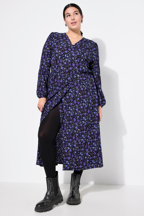 Produktbild Studio Untold Maxikleid, A-Linie, Wickeloptik, geblümter Krepp, Ballon-Langarm (50, 52)