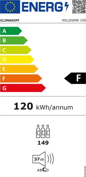 Etichetta energetica Climadiff Frigorifero per vini MILLESIME 150