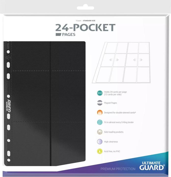 Produktbild Ultimate Guard Ordner-Einlagen 24-Pocket QuadRow Pages Schwarz 10 Stk
