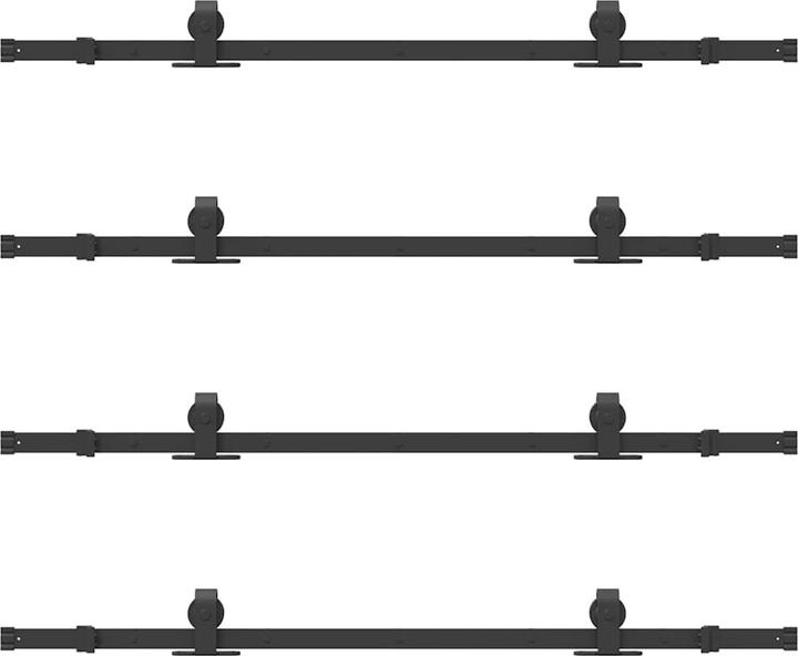Produktbild VidaXL Schiebetürbeschlag-Set 152,5 cm Stahl Schwarz Schiebetürbeschlag Satz