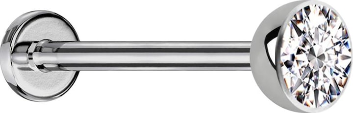 Produktbild Star Piercing Micro Threadless Labret silber Halbkugel mit Kristall silber (Titan G23, ohne Messing)