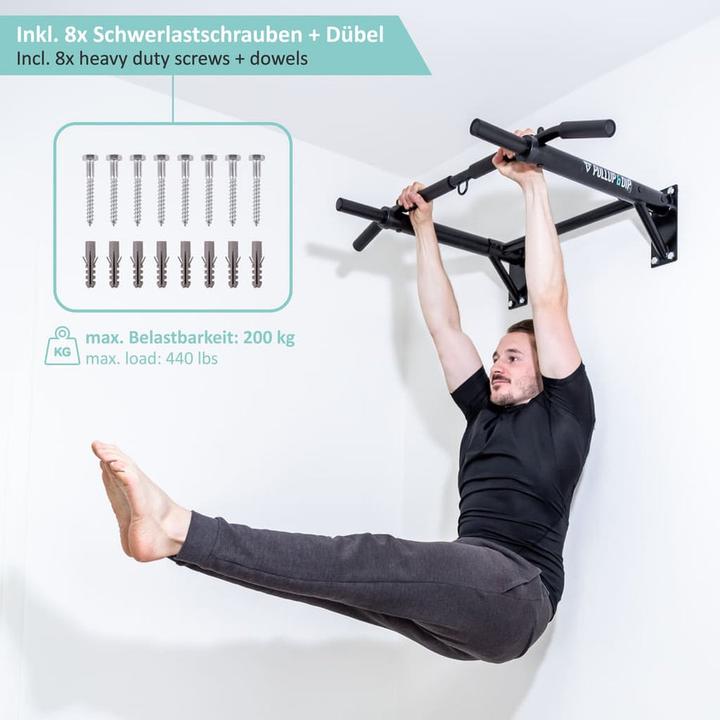 Image du produit Pullup & Dip Klimmzugstange Wand inkl. Klimmzug Band + Schrauben