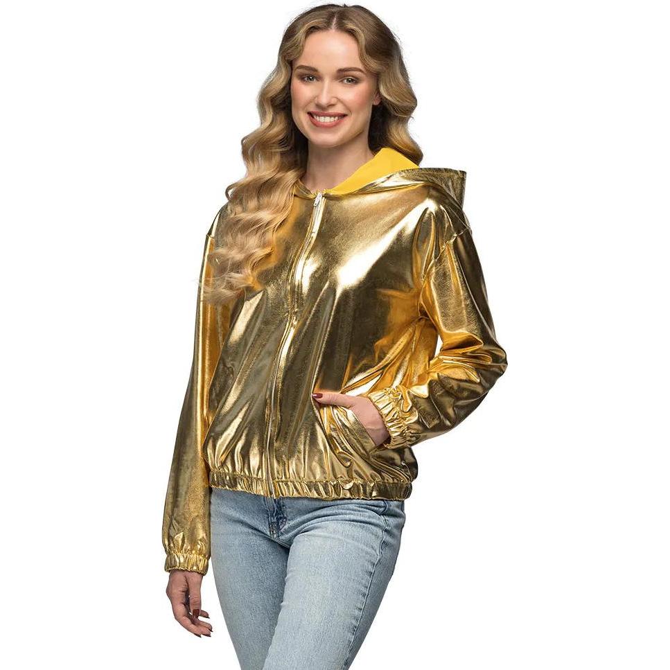 Boland 80er Jahre Metallic Rave Jacke Gold (M)