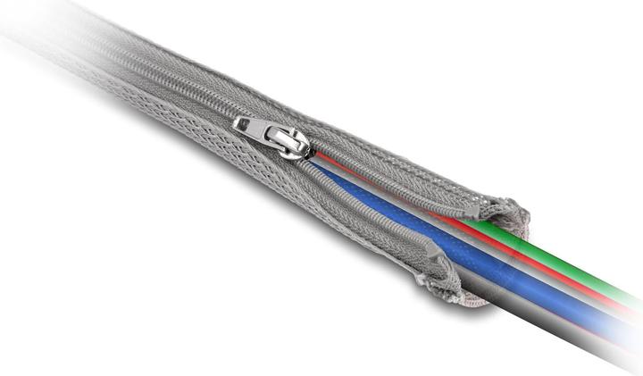 Actual product image Delock Braided hose with zipper heat resistant 2 m x 20 mm gray (Cable conduit, 200 cm)