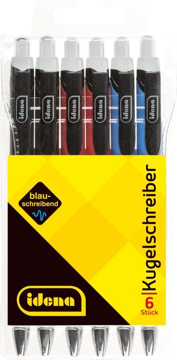 Productafbeelding Idena Biros 6st assorti, blauwe inkt (Veelkleurig, 6x)