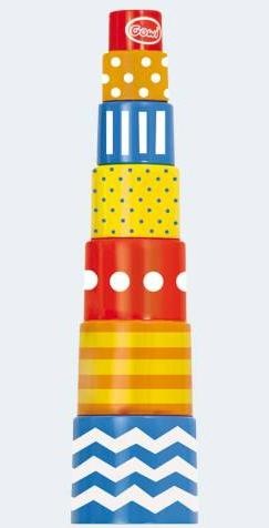 Actual product image Gowi 453-41 Retro pyramid, 7-piece, stacking and pegging toy