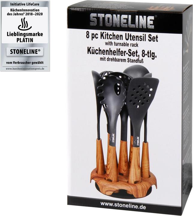 Produktbild Stoneline Back to Nature Küchenhelfer-Set, 8-tlg., in drehbarem Aufbewahrungsständer