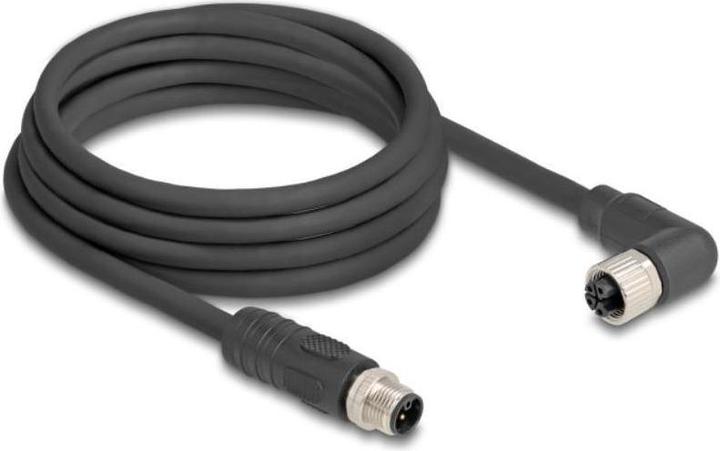 Actual product image Delock M12 cable L-coded 4 pin plug straight to socket right