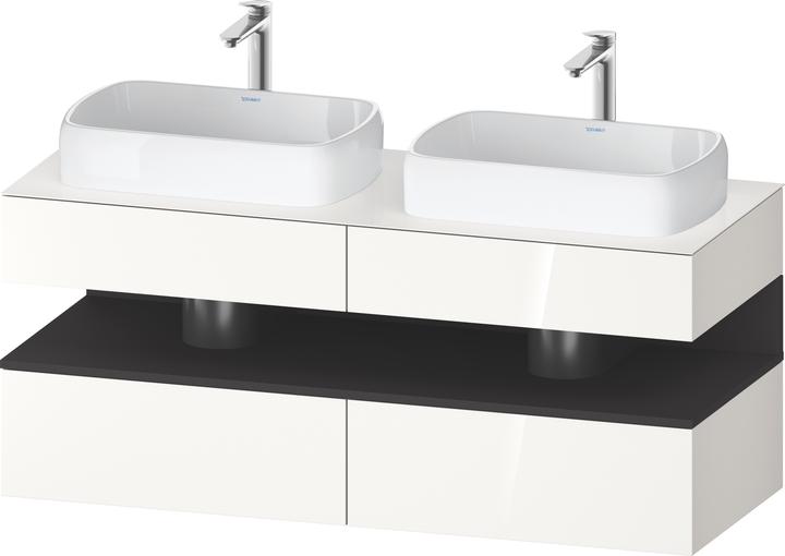 Duravit Qatego Konsolenwaschtischunterbau, 2 Auszüge, 2 Schubkästen, 2 Ausschnitte, 1400x550x600mm