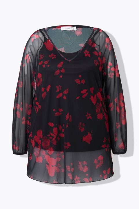 Immagine prodotto Miamoda Bluse, Mesh, floraler Print, weiter Langarm (46)