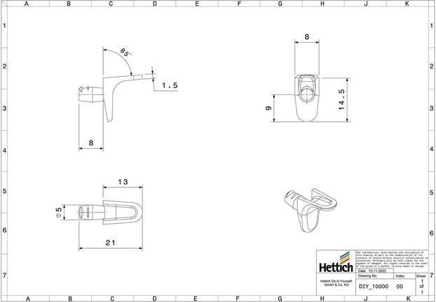 Image du produit Hettich Supports d'étagères (20 pcs)