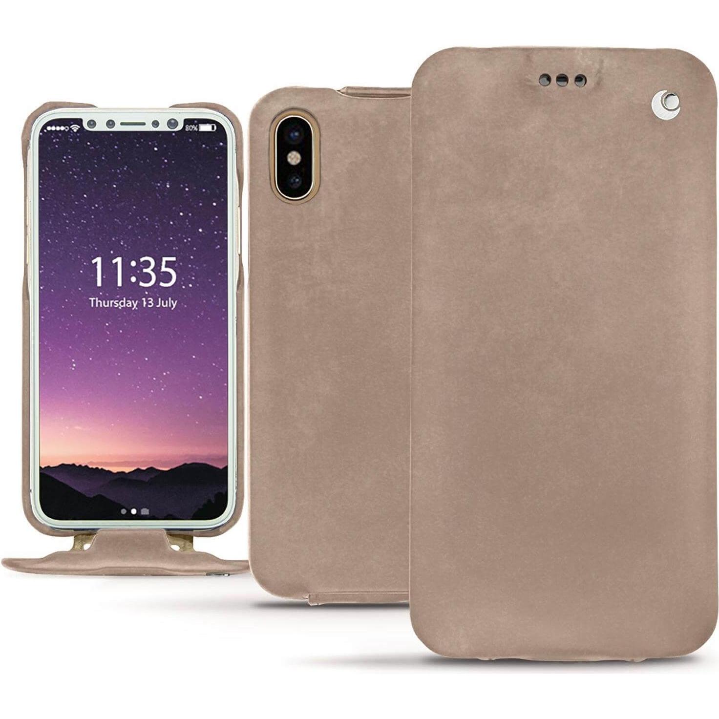 Noreve Lederschutzhülle vertikal (Apple iPhone XS), Smartphone Hülle, Beige
