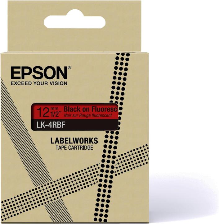 Actual product image Epson Fluorescent Red/Black 12mm LK-4RBF (1.20 cm)