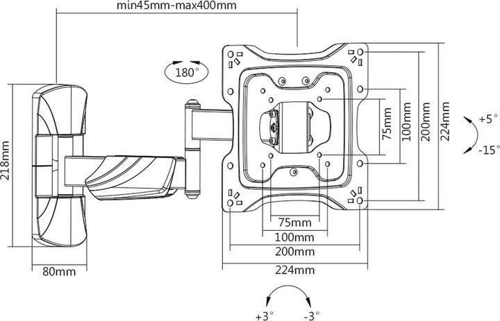 Actual product image Rs Pro LCD/TV Monitor Wall Mount, 5 Joints (Wall, 42", 25 kg)