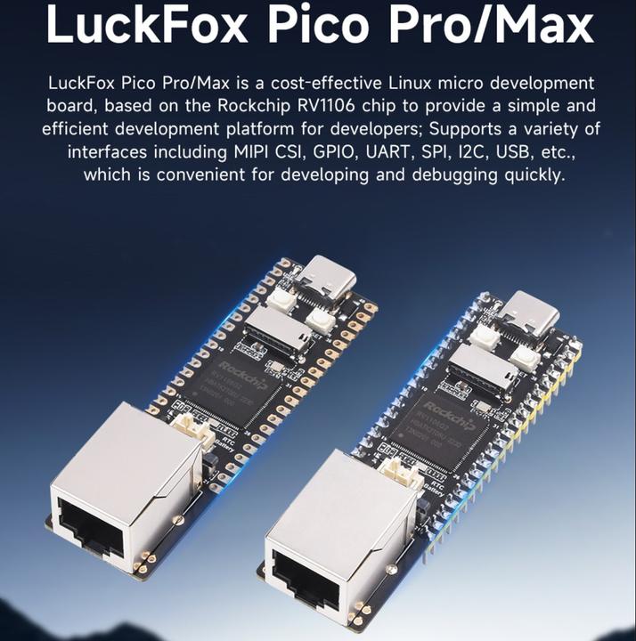 Actual product image Luckfox Pico Max RV1106 Linux Micro development board 256MB Flash and Ethernet