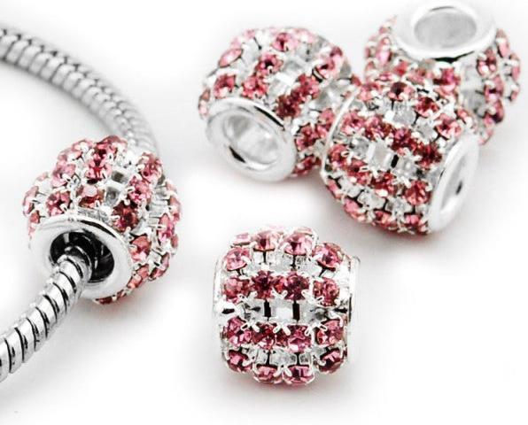 Produktbild Hermex Strass Rose Bead versilbert 925 - Silbrig Rosa (Silber 925)
