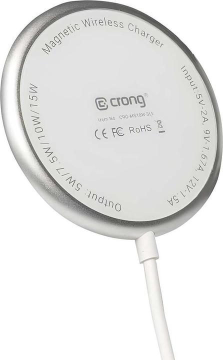 Actual product image Crong MagSpot Wireless Charger - Aluminiowa ładowarka MagSafe 15W (Silver White) (15 W)