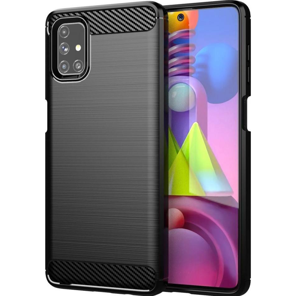 Screenguard Samsung Galaxy M51 Hülle Carbon Brushed Soft TPU (Samsung Galaxy M51), Smartphone Hülle, Schwarz