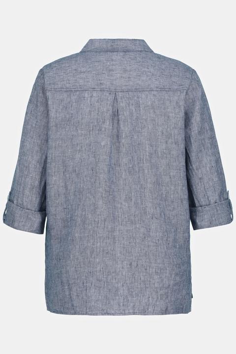 Actual product image Ulla Popken Roll-Tab Sleeve Button Front Linen Blouse (42, 44)