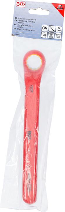 Actual product image BGS VDE Single End Ring Spanner deep offset end 21 mm (21 mm)