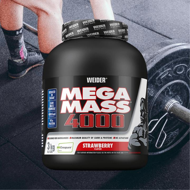 Immagine prodotto Weider Mega Mass 4000 (barattolo da 3000 g) (Fragola, 1 x, 3000 g)
