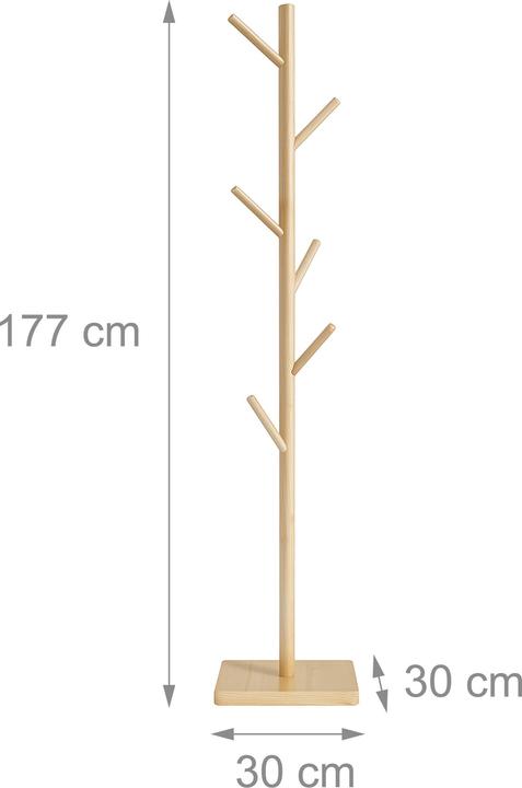 Produktbild Relaxdays - Garderobenständer Bambus 8 Haken, Hellbraun, 175 x 30 x 30 cm