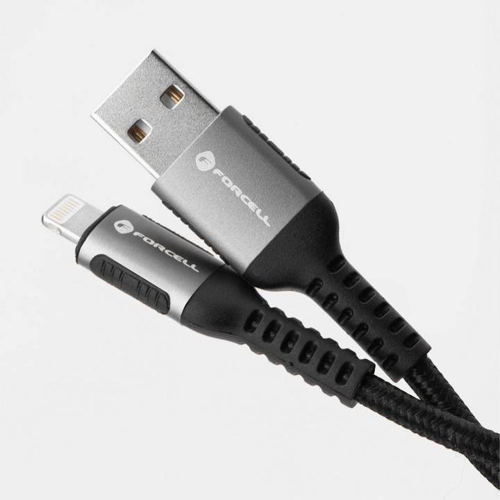 Actual product image Forcell Cable F-ENERGY C257 cable USB A to Lightning 2,4A 12W Cafule 0,25 m black (0.25 m, 12 W)