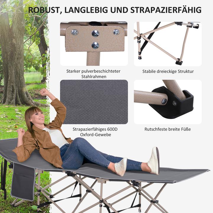Produktbild Outsunny Campingbett Stahl, Oxfordstoff Grau