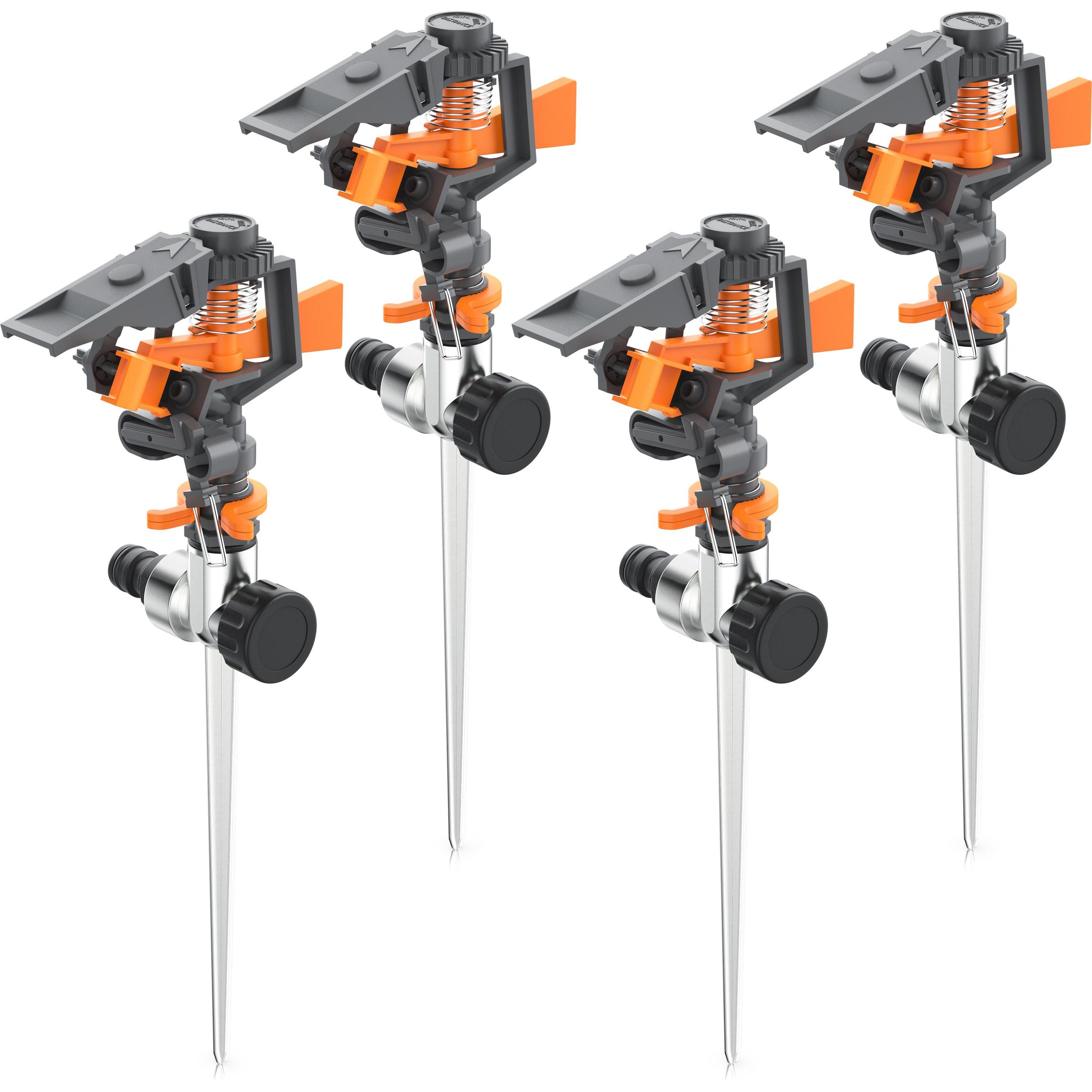 Brandson, Rasensprenger, 4x Kreisregner, Intervall-Sprinkler, 360° Impulsregner, Rasensprenger bis 200 m², Gardena kompa...