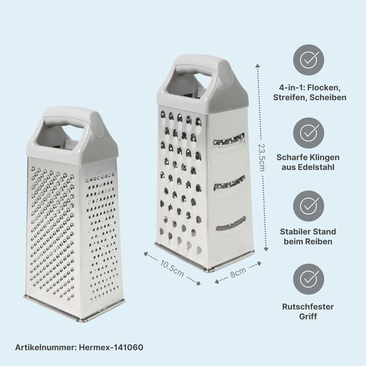 Actual product image B-Home 4er-Set Edelstahl-Küchenreiben L & XL Gemüsereiben Handreiben