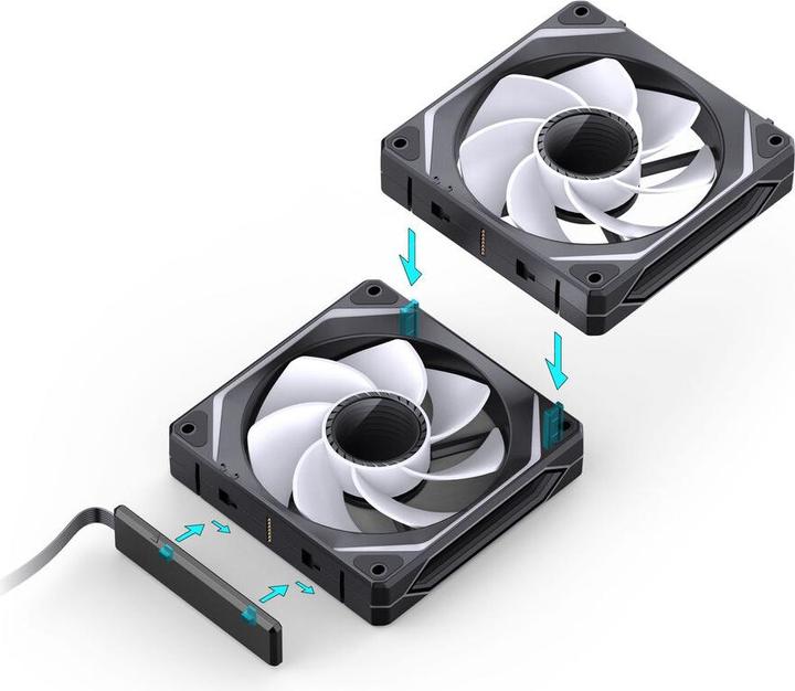 Produktbild Jonsbo ZL-120BR PWM ARGB Lüfter 3er Pack, umgekehrte Ausrichtung - 120mm, schwarz (120 mm, 3 x)