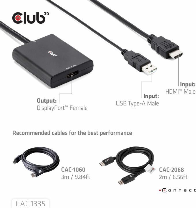 Produktbild Club 3D HDMI + Micro USB zu (DP, 0.72 cm)