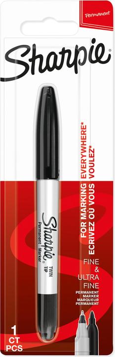 Sharpie Marqueur Twin Tip Extra fin + fin (Noir, 1 mm, 1 x)