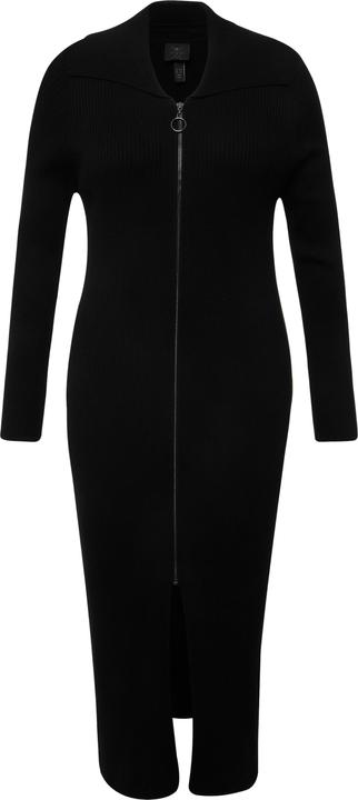 Produktbild Ulla Popken Strickkleid, Rippstrick, Zipper, Klappkragen, Langarm (60)