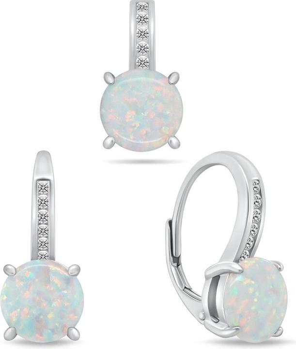 Immagine prodotto Brilio Argento - Set di gioielli opali senza tempo SET246W (orecchini. ciondolo)