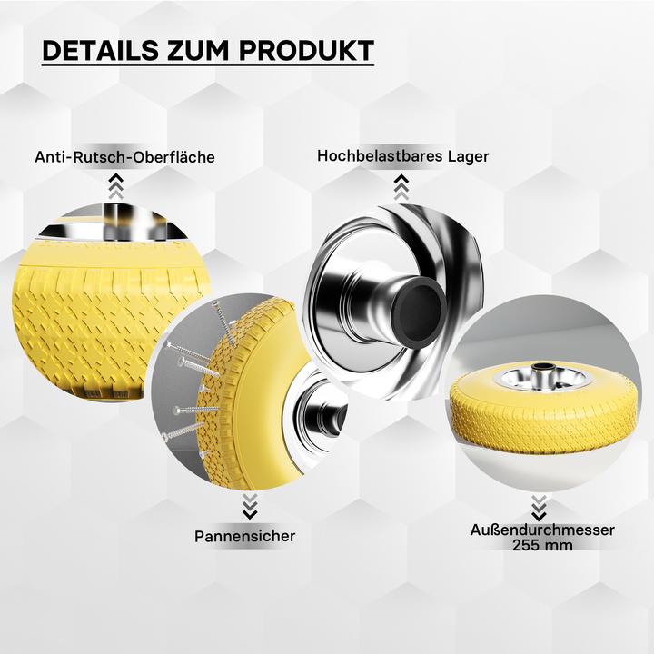 Produktbild Wiltec Schubkarren PU Rad 3.00-4 130kg Vollgummi Polyurethan Reifen pannensicher