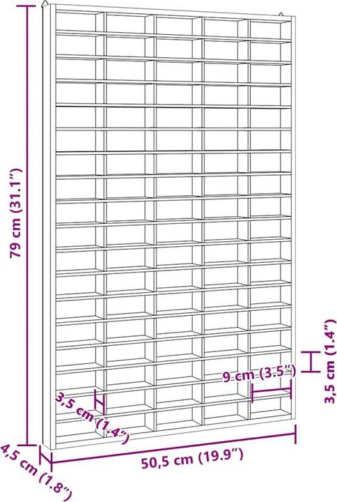 Actual product image VidaXL Wall display case Hanging display case Collector's display case Collector's case with 90