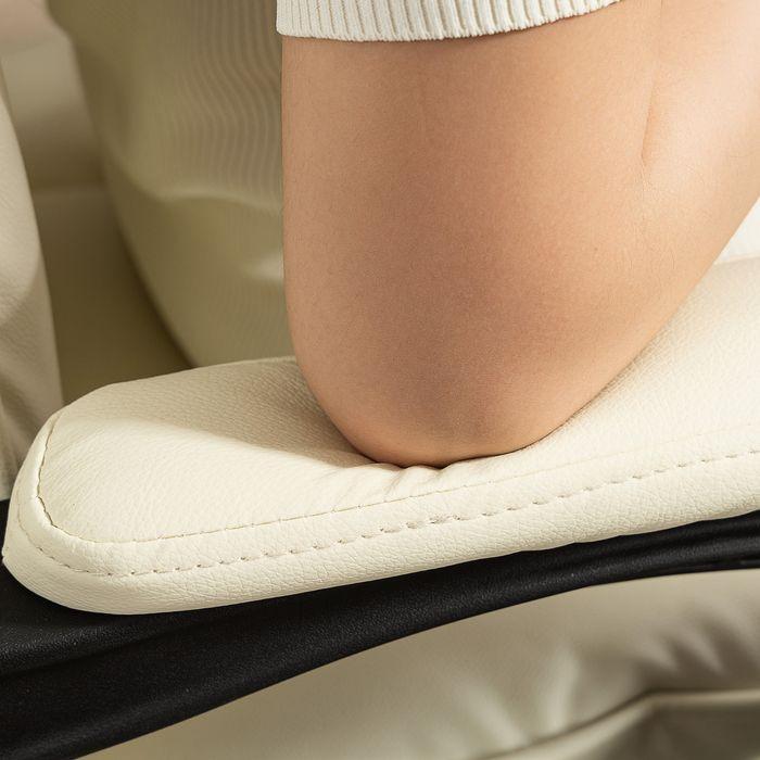 Produktbild Swisshandel24 Bürostuhl, ergonomisch, Fussstütze, Kunstleder, rollbar, drehbar, Metall, Beige+Schwarz (46 - 54 cm)