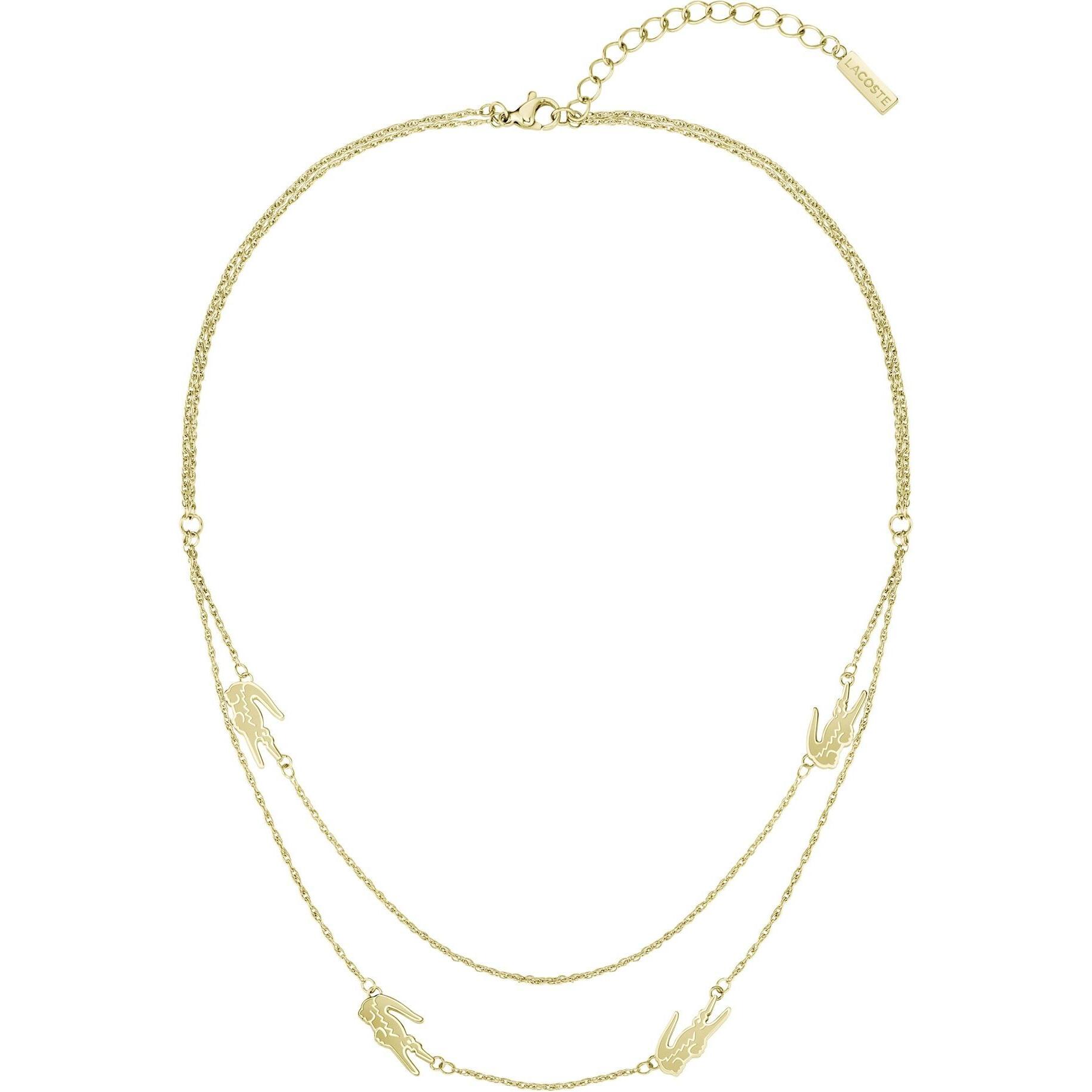 Lacoste, Collana, - Double gold-plated necklace for women Crocodile 2040468