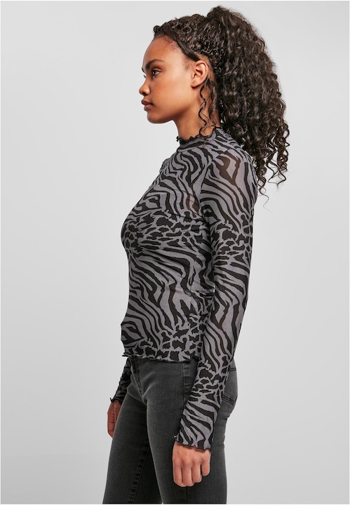 Actual product image Urban Classics Ladies AOP Mesh Turtleneck Longsleeve (M)