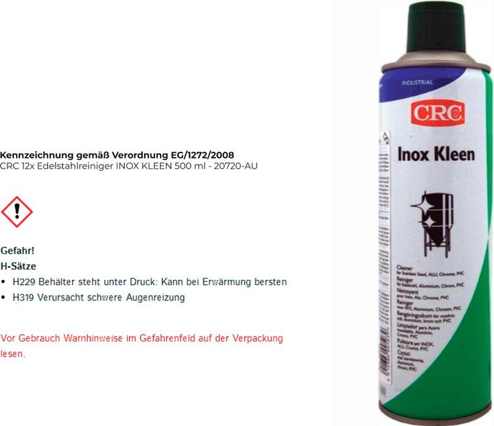 Immagine prodotto CRC Detergente per acciaio inox (500 ml)