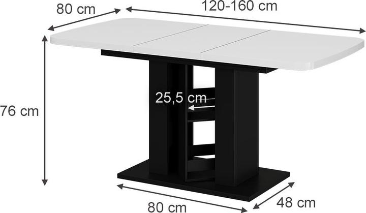 Produktbild Vicco Esstisch Fenaro, Weiss/Schwarz/Schwarz, 120 x 80 cm (120 x 80 x 76 cm)