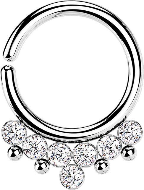 Immagine prodotto Star Piercing Anello Micro Piercing argento quattro sfere e sette cristalli argento (senza ottone, Acciaio chirurgico 316L)